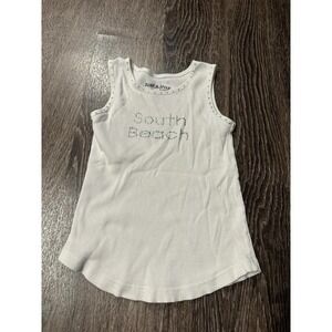 Surf Style South Beach White Ribbed Rhinestone Tank Top S